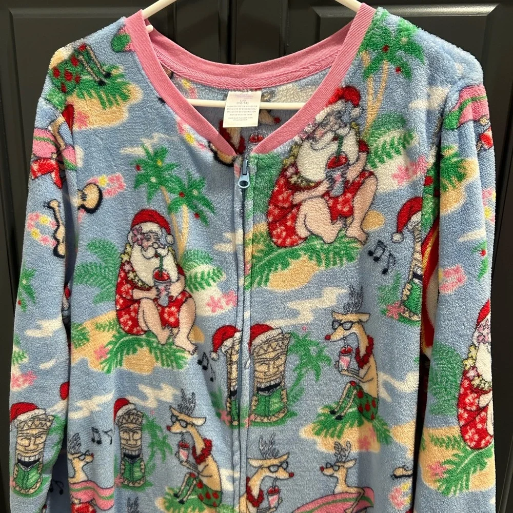 Women's large Secret Treasures Aloho Christmas Onesie zip‎ large